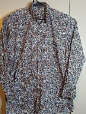 Visconti Black Men's XLT Psychedelic Geometric Design Shirt (0841B3)
